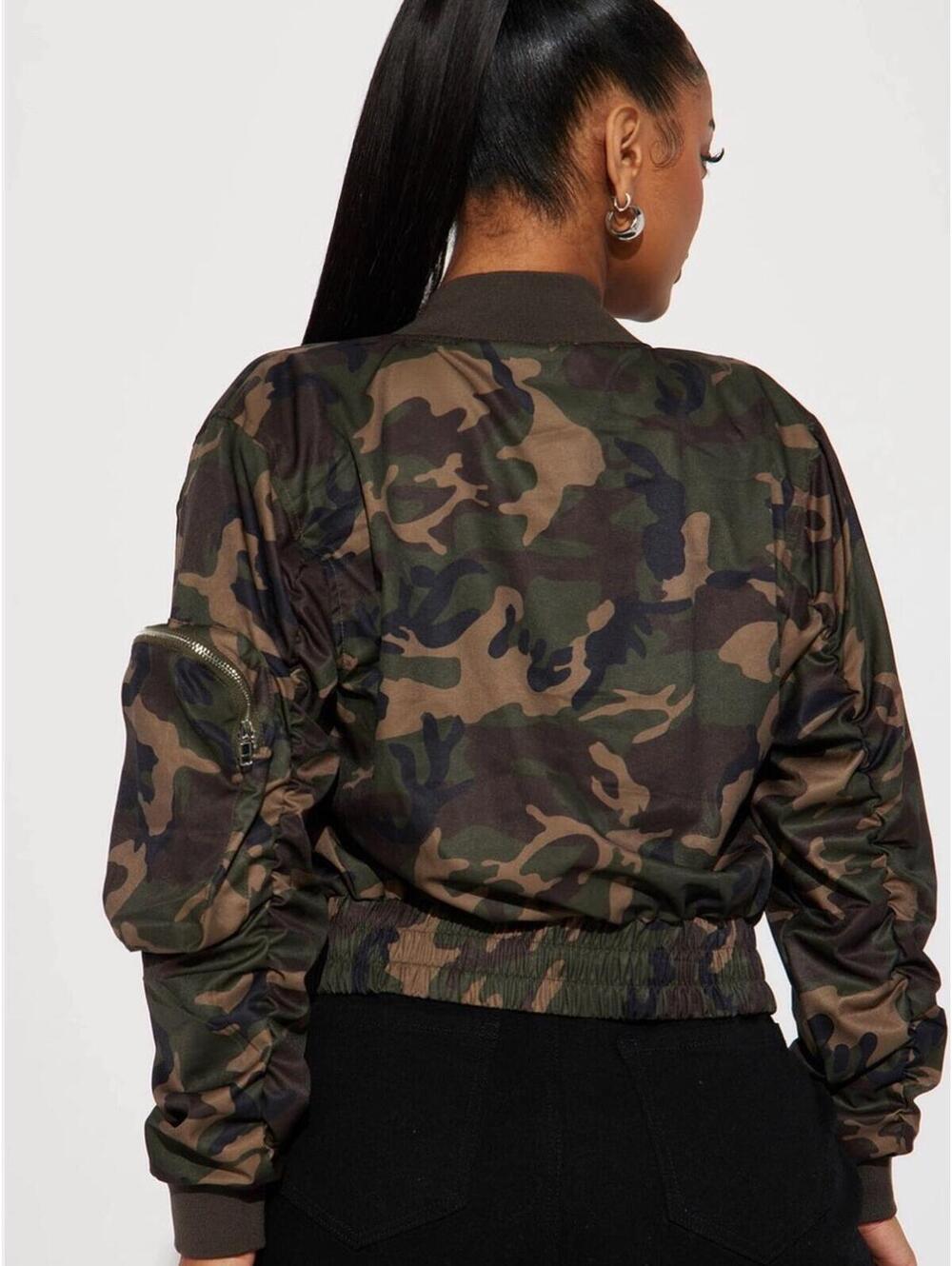 Camo Utility Bomber Jacket - Green Camo - Picture 2 of 8
